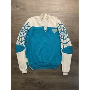 Vintage Spyder Padded Sweater Sz S Aqua 1/4 Zip Ski Team Sweatshirt Webs 80s 90s